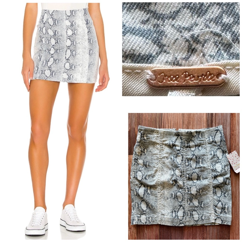 NEW- Free People Modern Femme‎ Snake Print Novelty Skirt